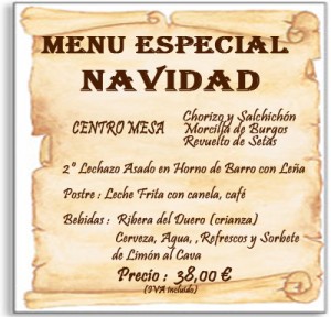 Asador Aurora menu especial Navidad 2012