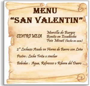 MENU DE SAN VALENTIN EN ASADOR AURORA